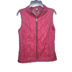 Eddie Bauer Women's XS Maroon Quilted Full Zip Up Vest Sleeveless Outerwear